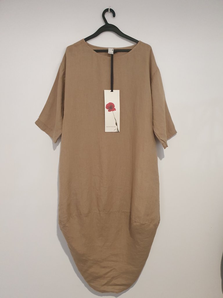 Montaigne Casual Scallop Hem Linen Dress - One Size Fits 8-18 - Various Colours