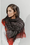 ‘Rabea’ Merino Scarf - Brown/ Black/ Red