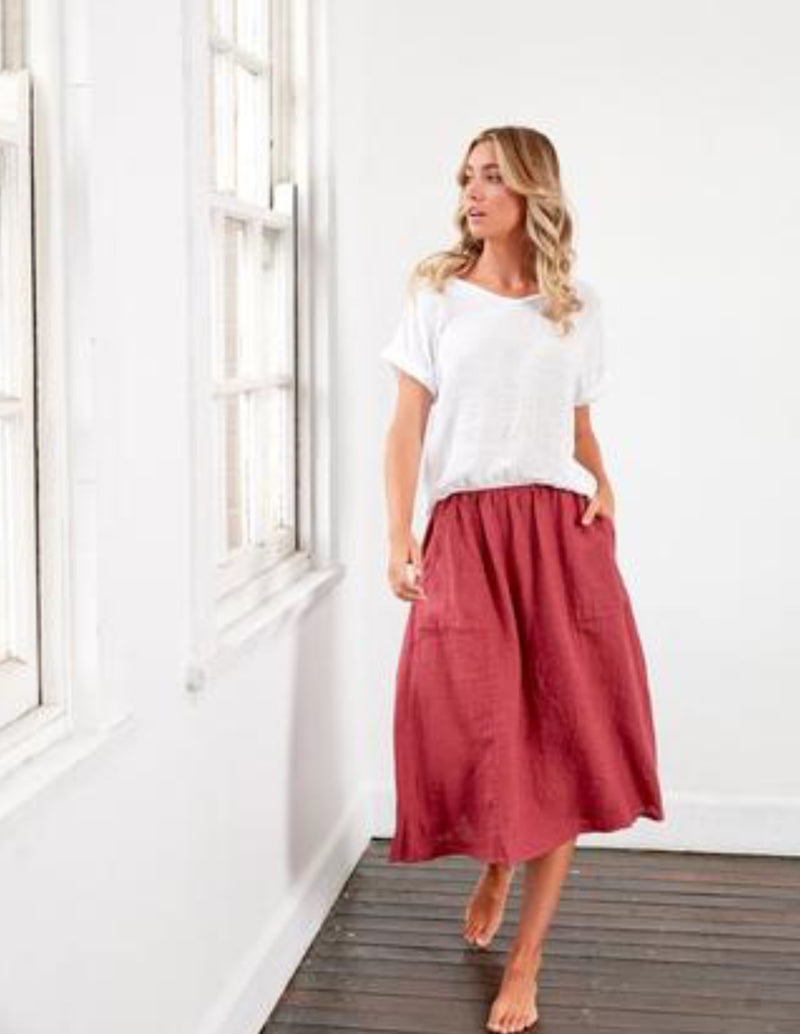 Frederic Italian Linen A Line Skirt - One Size 8-14 - Various Colours