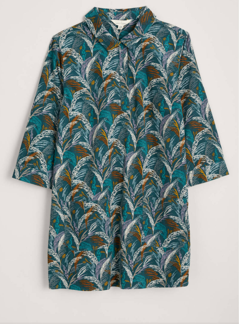 Seasalt Cornwall 'Sky Sketch' Shirt Tunic Dress - Coastal Grass Dark Wreckage- Size 8, 10