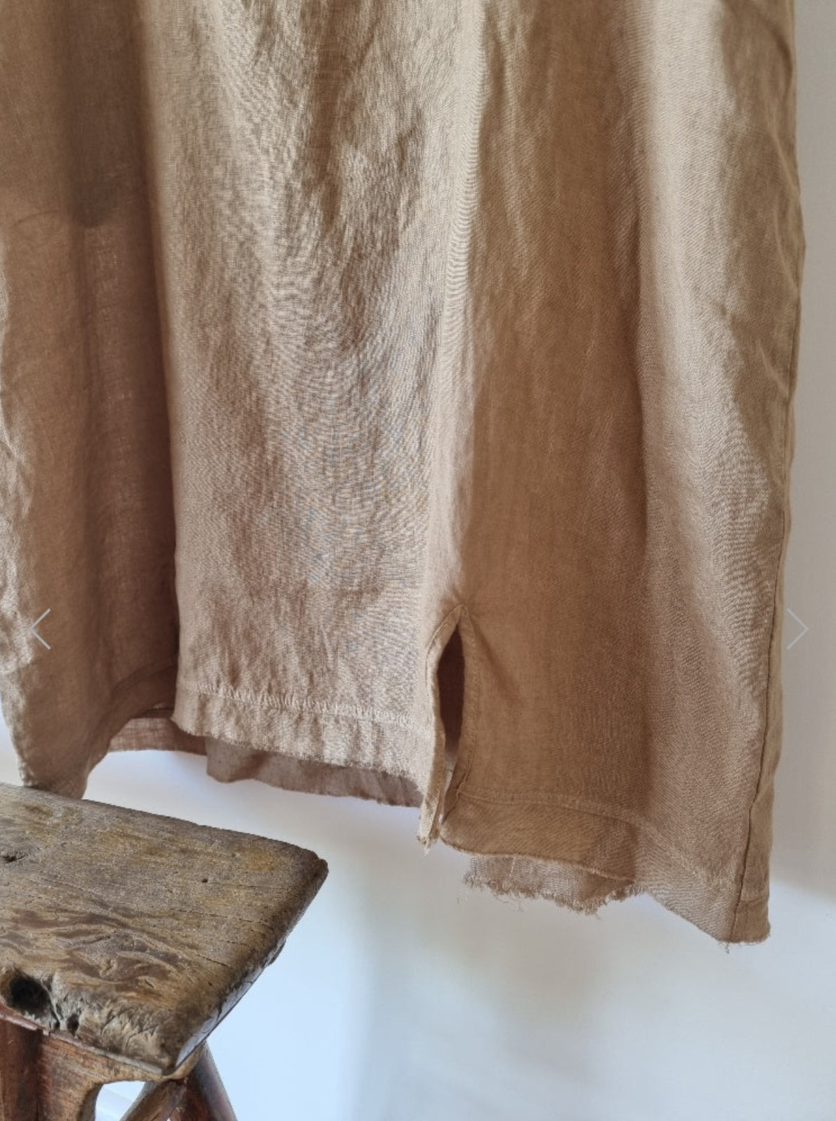 Montaigne ‘Lourdes’ Linen Singlet Dress Frayed Bottom Detail - LAST - WHITE