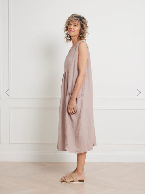 Montaigne ‘Alize’ Linen Sleeveless Dress With Deep Pockets - Various Colours