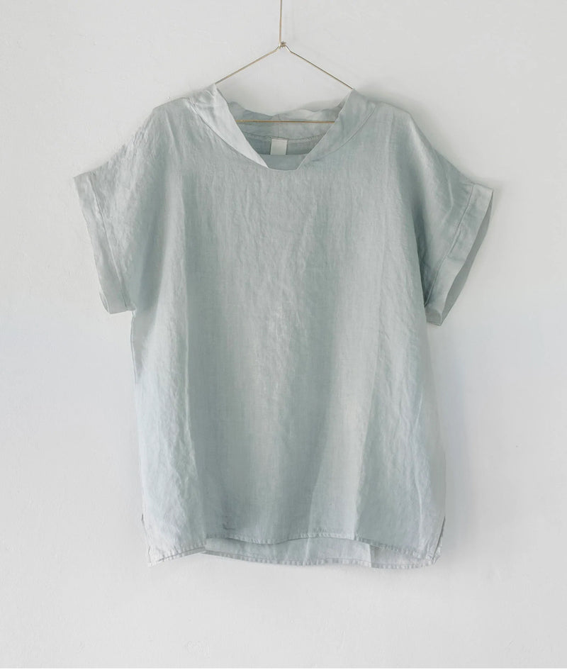 Montaigne European linen short sleeve top with semi cowl neck - Various Colours