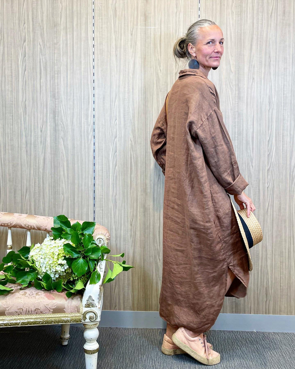 Montaigne 'Biarritz' Long Linen Shirt Dress - One Size Fits 8-16