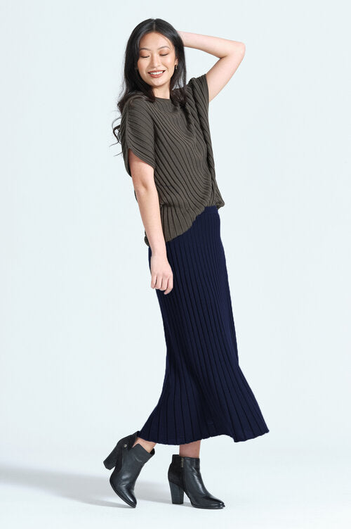 Optimum Merino Long Flared Skirt - Navy