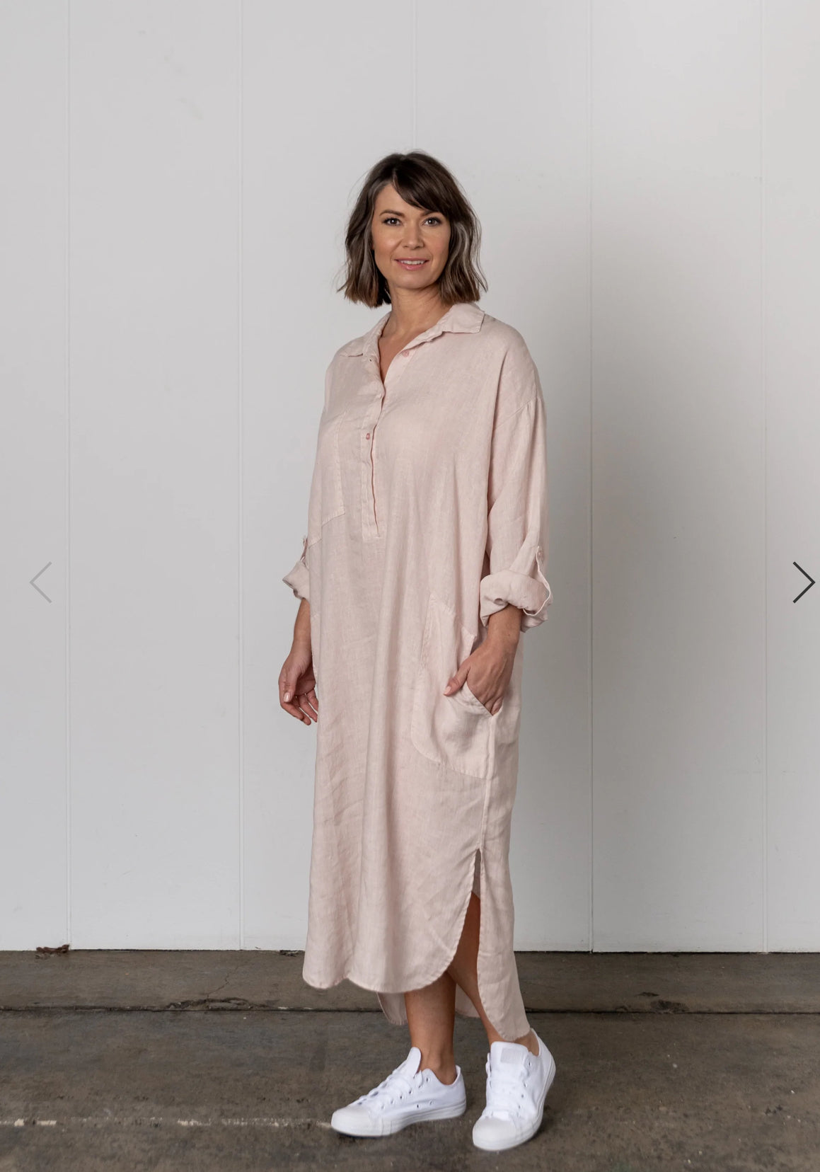 Montaigne 'Biarritz' Long Linen Shirt Dress - One Size Fits 8-16