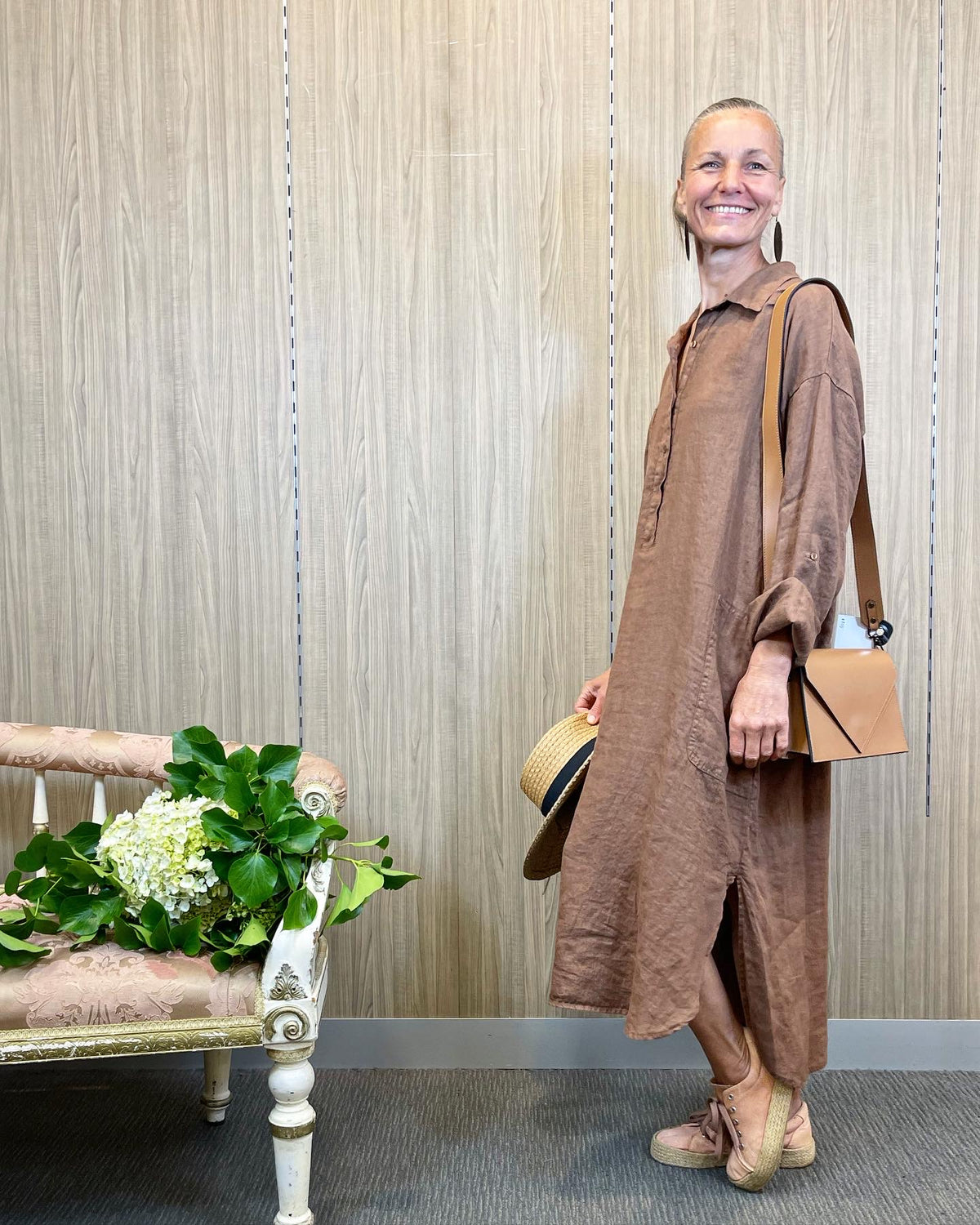 Montaigne 'Biarritz' Long Linen Shirt Dress - One Size Fits 8-16