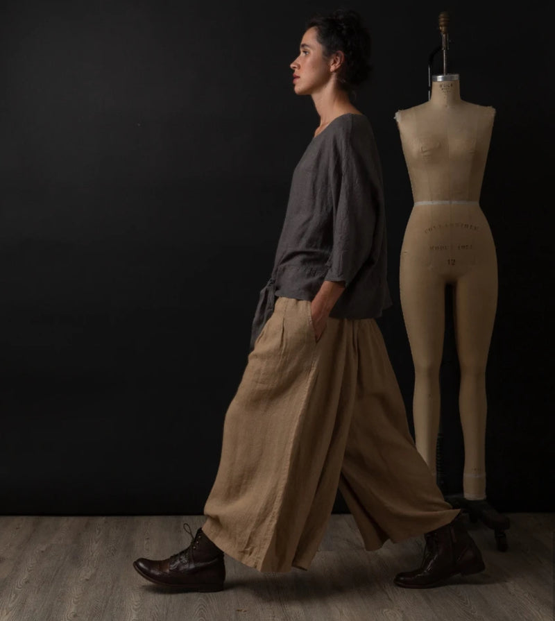 Montaigne Italian Solid Linen Culotte Pants - One Size Fits 8-18 - Various Colours