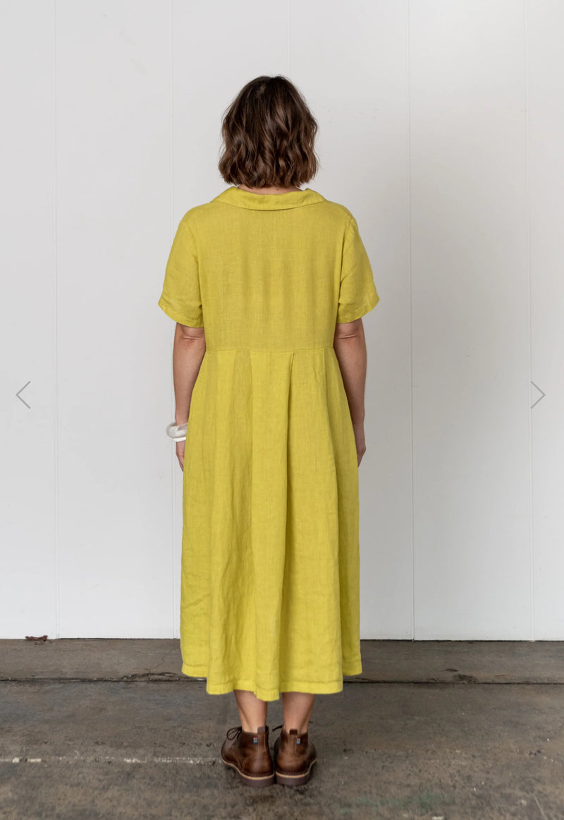Montaigne ‘Vianne’ Linen Dress Pleats And Side Pockets - One Size - Various Colours