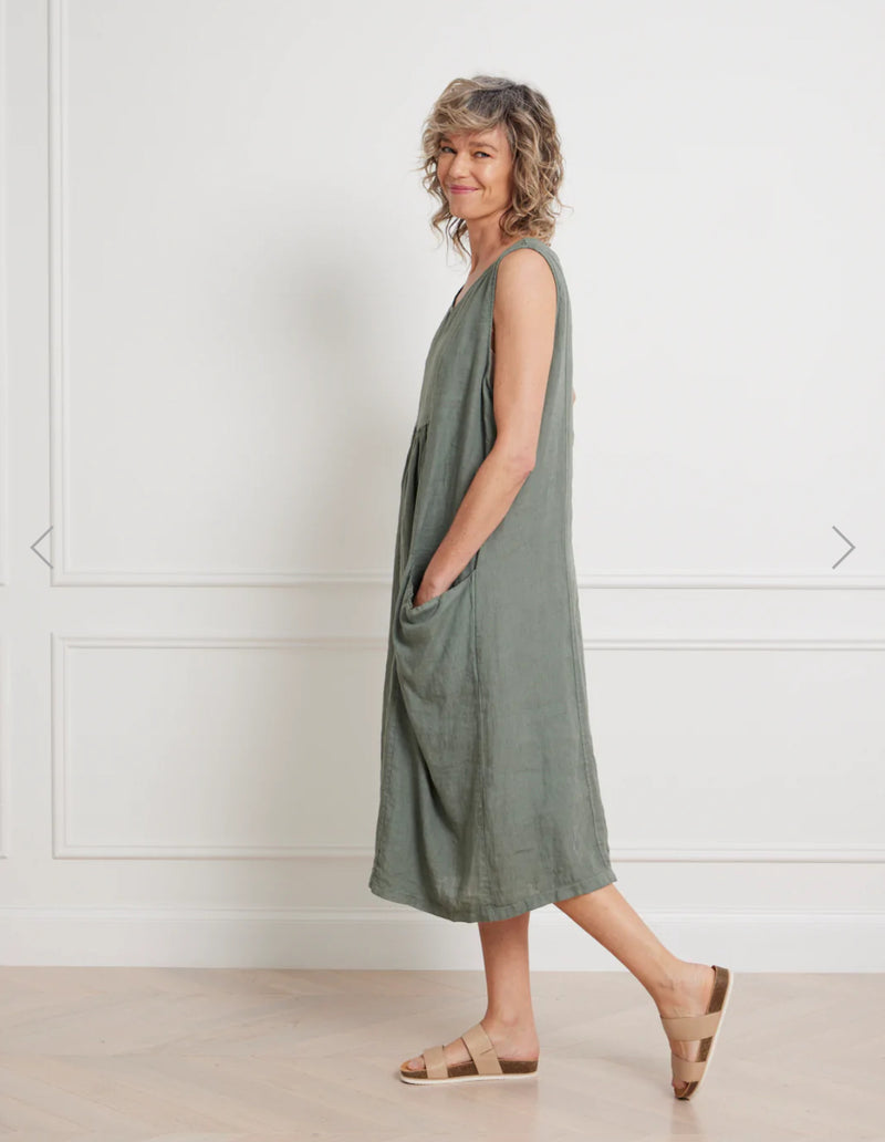 Montaigne ‘Alize’ Linen Sleeveless Dress With Deep Pockets - Various Colours