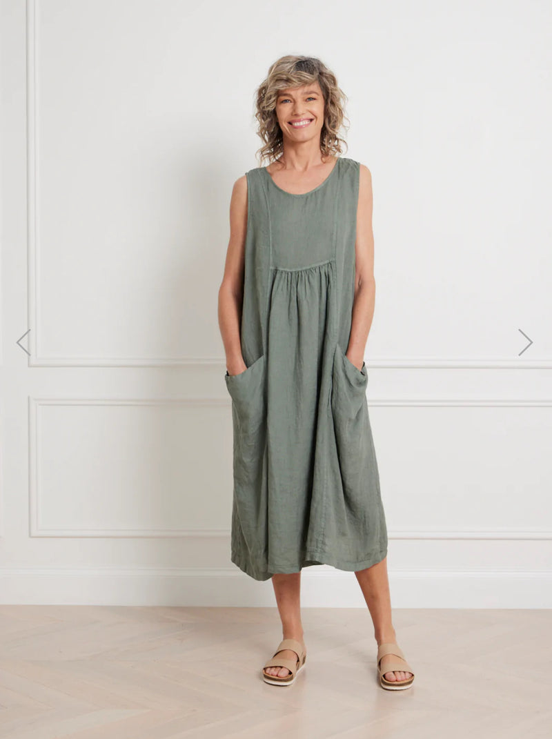 Montaigne ‘Alize’ Linen Sleeveless Dress With Deep Pockets - Various Colours