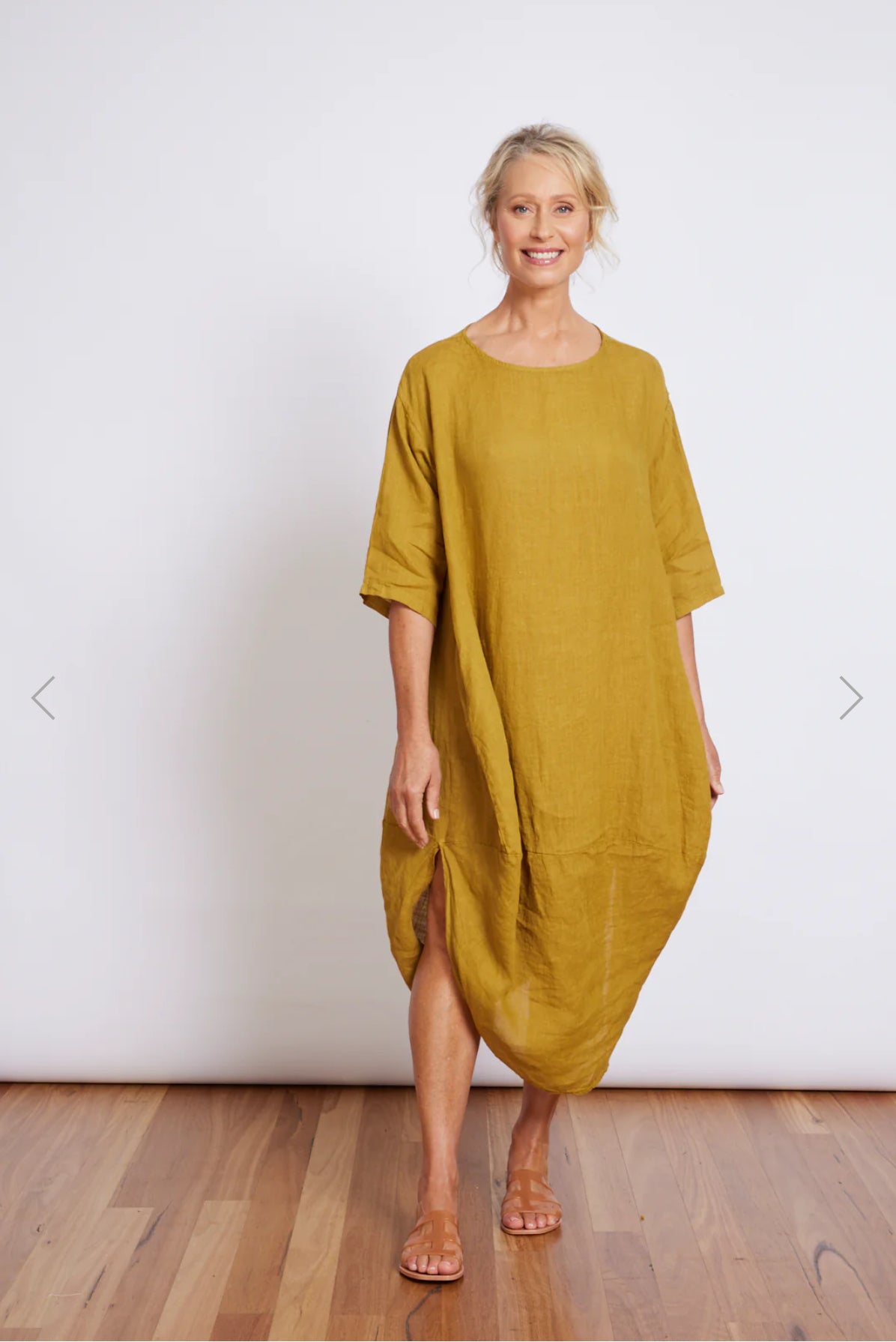 Montaigne Casual Scallop Hem Linen Dress - One Size Fits 8-18 - Various Colours