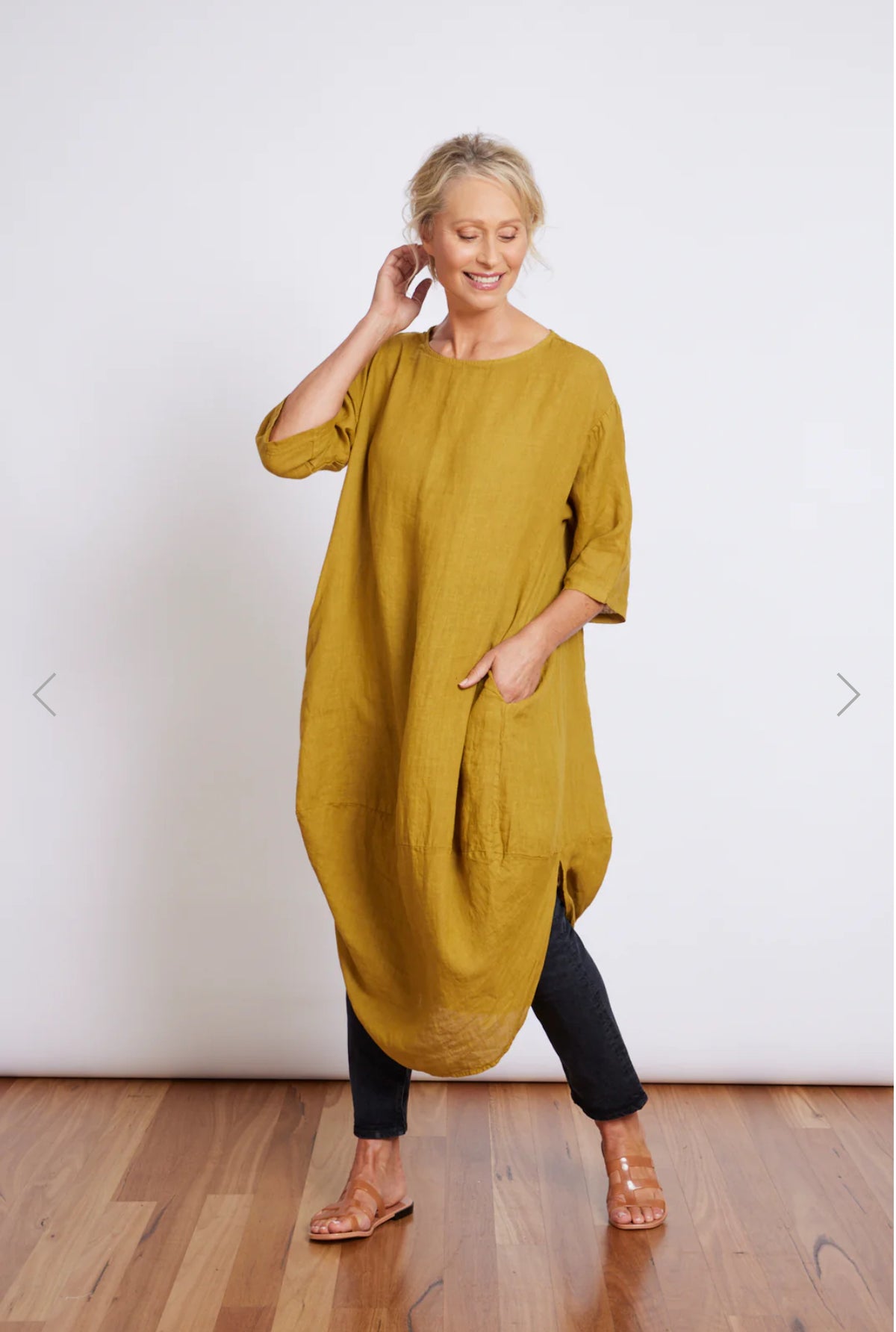 Montaigne Casual Scallop Hem Linen Dress - One Size Fits 8-18 - Various Colours