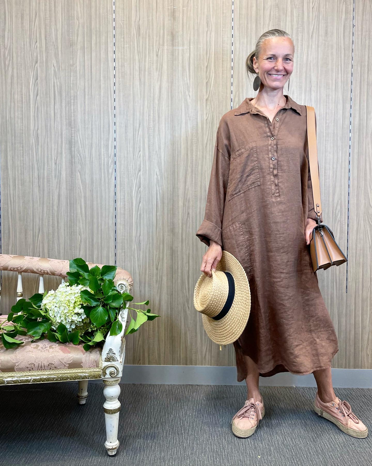 Montaigne 'Biarritz' Long Linen Shirt Dress - One Size Fits 8-16