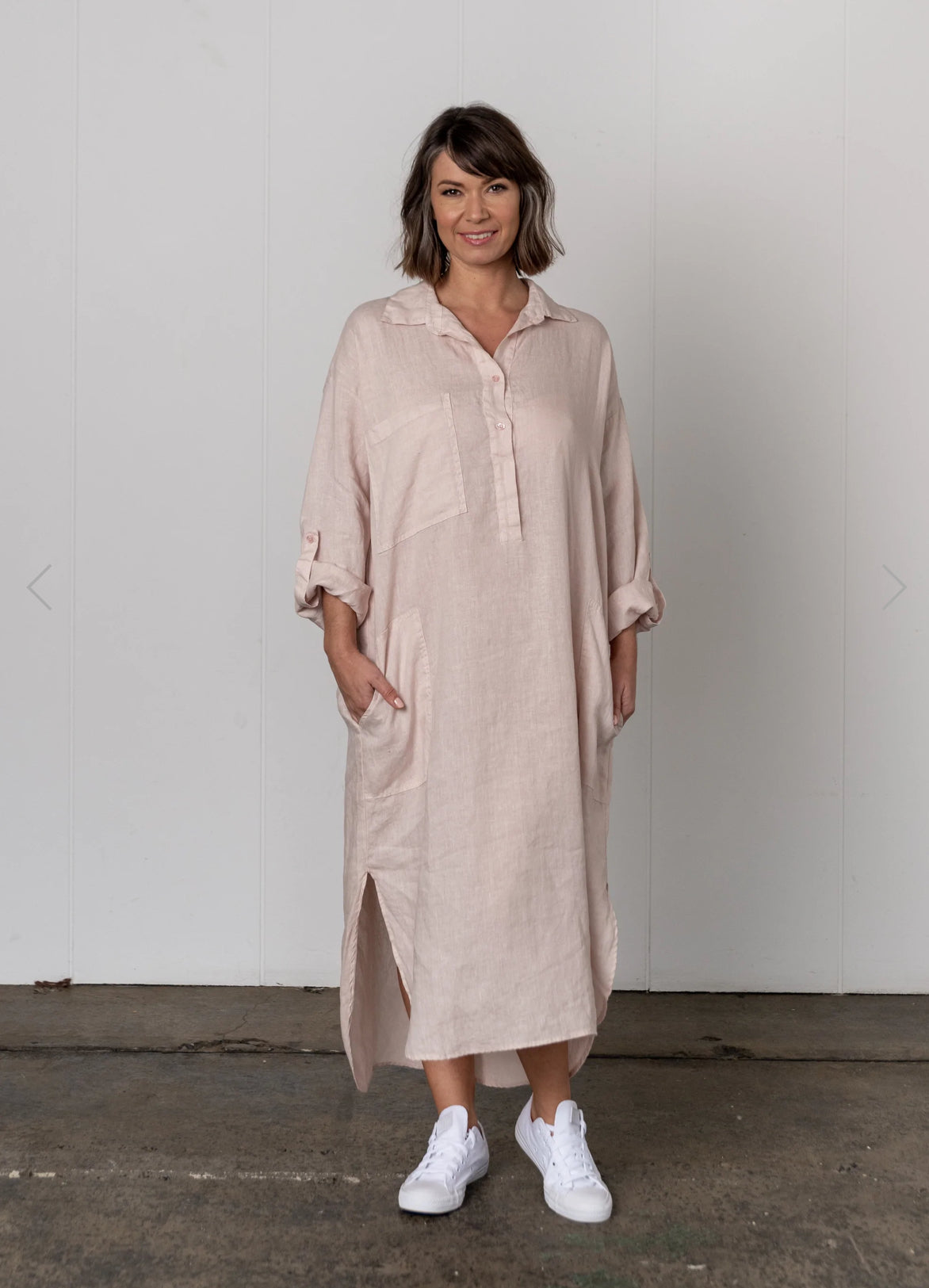Montaigne 'Biarritz' Long Linen Shirt Dress - One Size Fits 8-16