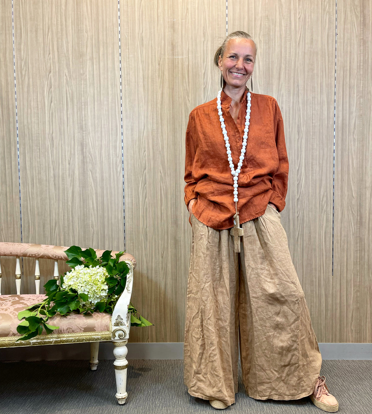 Montaigne Full Length Linen Palazzo Pants - One Size Fits 8-16 - Various Colours