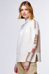 Zaket & Plover Check Funnel Neck Jumper - White - LAST ONE - Size XS