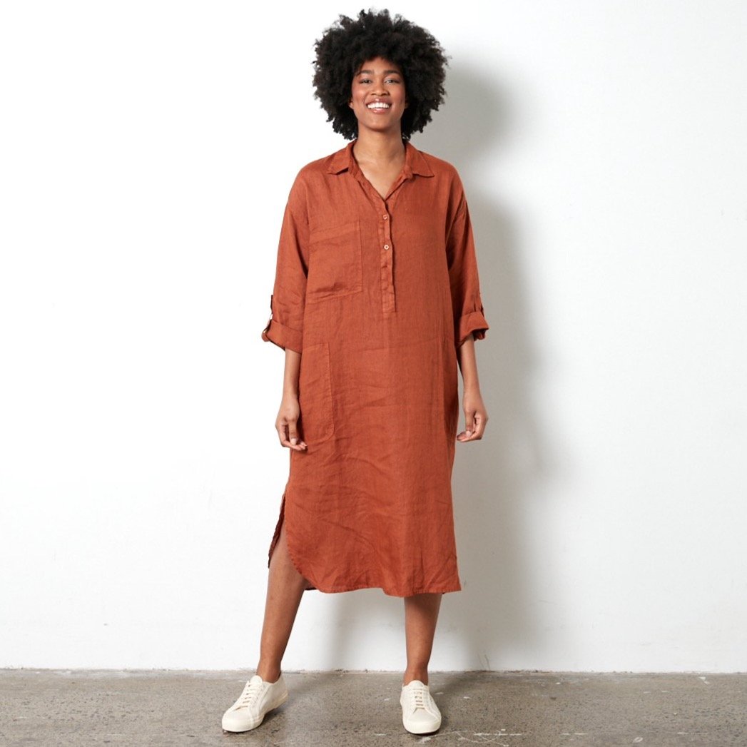 Montaigne 'Biarritz' Long Linen Shirt Dress - One Size Fits 8-16