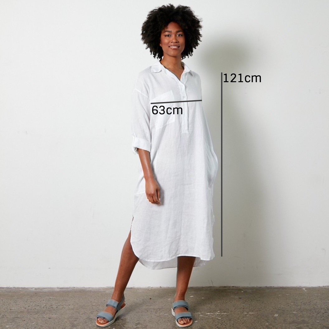 Montaigne 'Biarritz' Long Linen Shirt Dress - One Size Fits 8-16