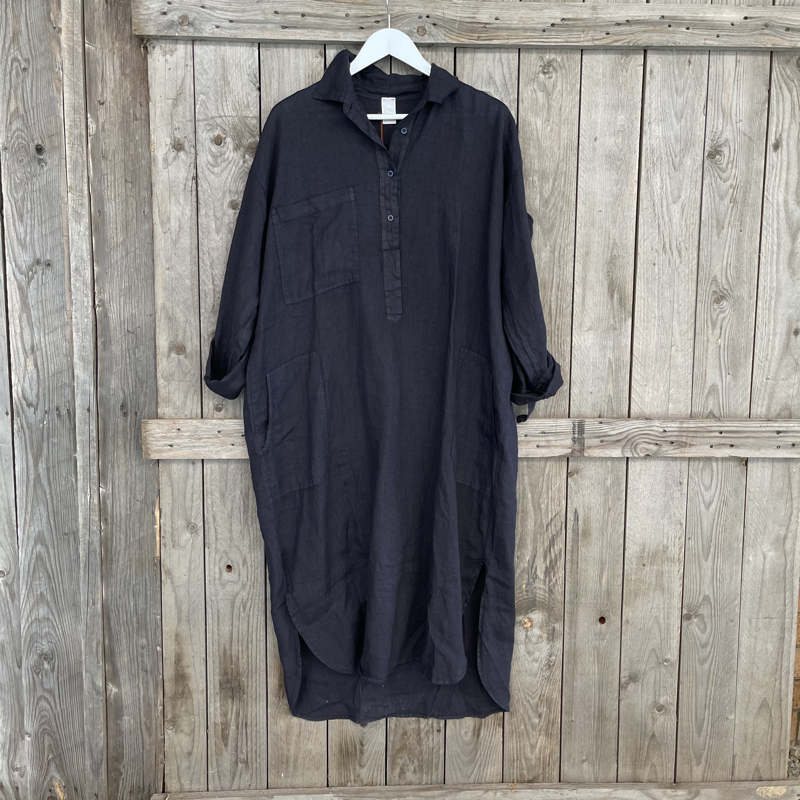 Montaigne 'Biarritz' Long Linen Shirt Dress - One Size Fits 8-16