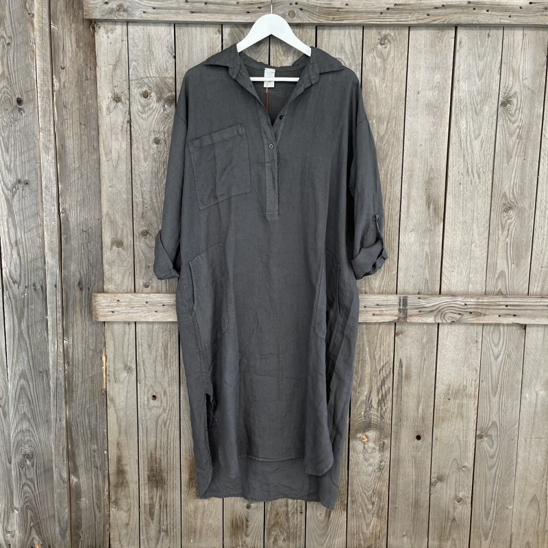 Montaigne 'Biarritz' Long Linen Shirt Dress - One Size Fits 8-16