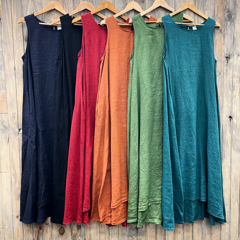 Montaigne 'Picasso' A-line Linen Maxi Dress - One Size Fits 8-18 - Various Colours