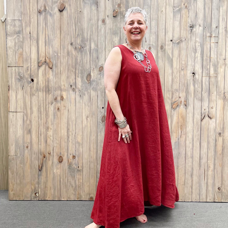 Montaigne 'Picasso' A-line Linen Maxi Dress - One Size Fits 8-18 - Various Colours
