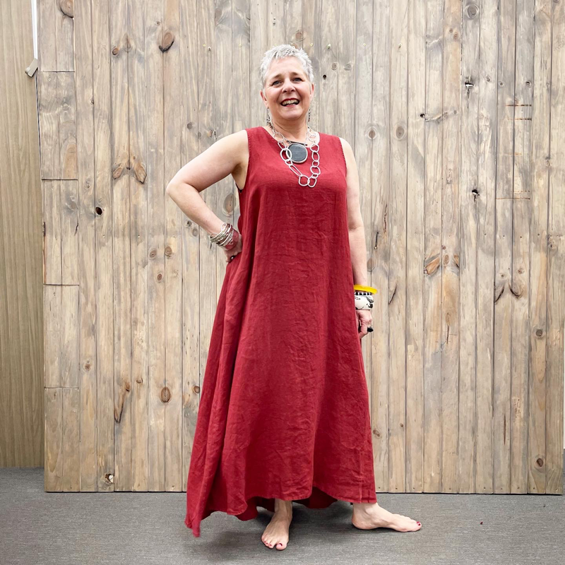 Montaigne 'Picasso' A-line Linen Maxi Dress - One Size Fits 8-18 - Various Colours