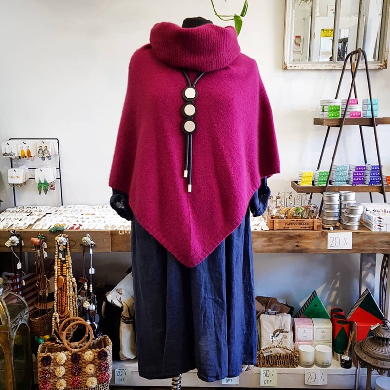 Lothlorian Zinity New Zealand Possum & Merino Cowl Neck Poncho