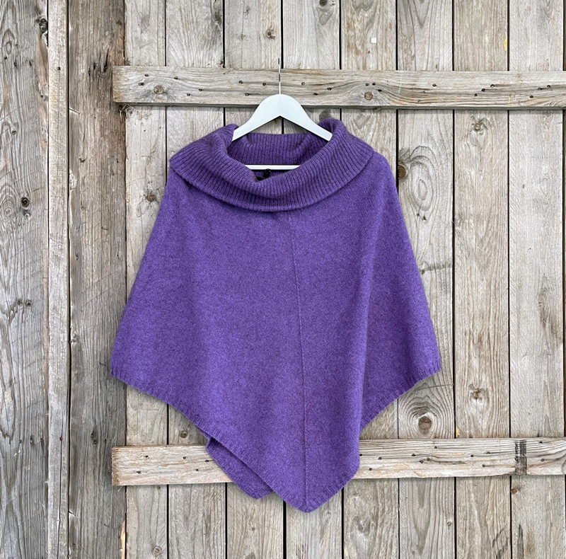 Lothlorian Zinity New Zealand Possum & Merino Cowl Neck Poncho - Various Colours