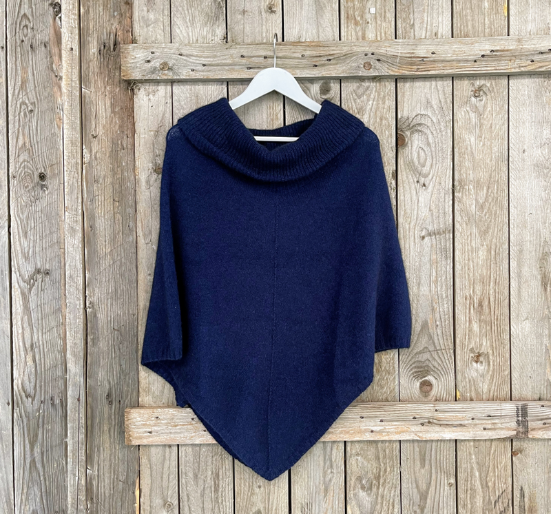 Lothlorian Zinity New Zealand Possum & Merino Cowl Neck Poncho - Various Colours