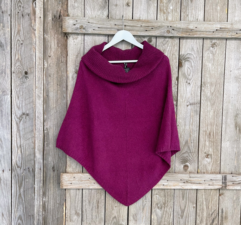 Lothlorian Zinity New Zealand Possum & Merino Cowl Neck Poncho - Various Colours