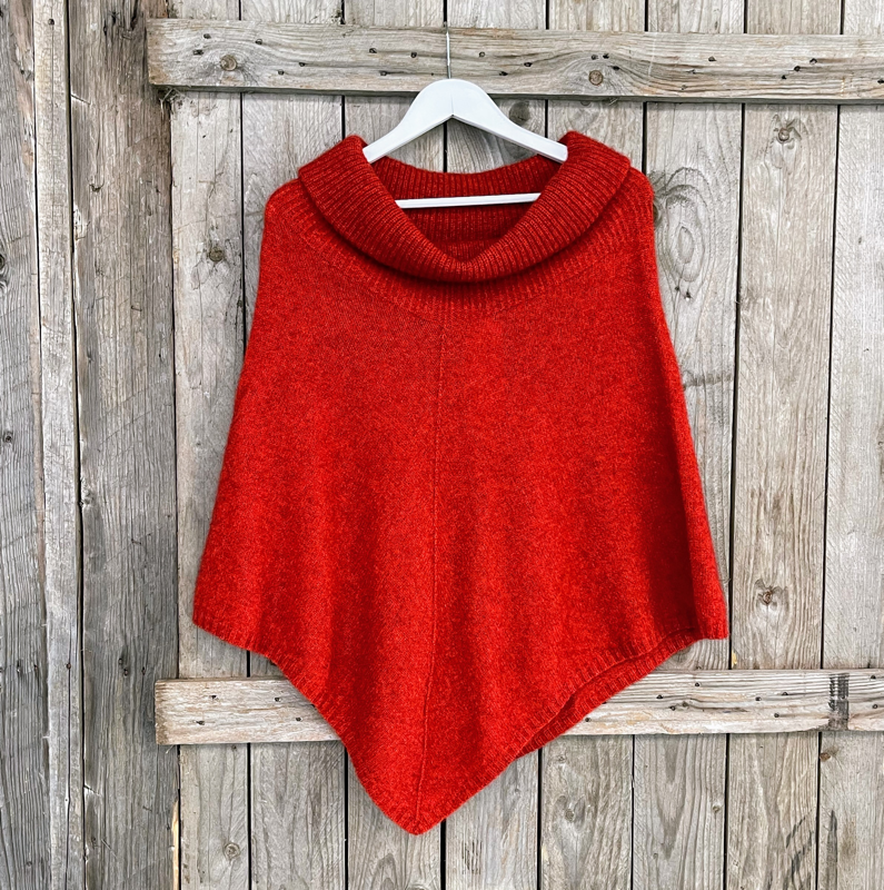 Lothlorian Zinity New Zealand Possum & Merino Cowl Neck Poncho - Various Colours