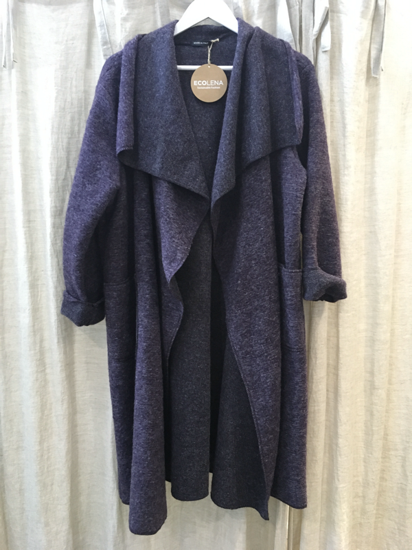 Ecolena Italian 80% Boiled Wool Long Coat - One Size Fits 10-18 - Various Colours